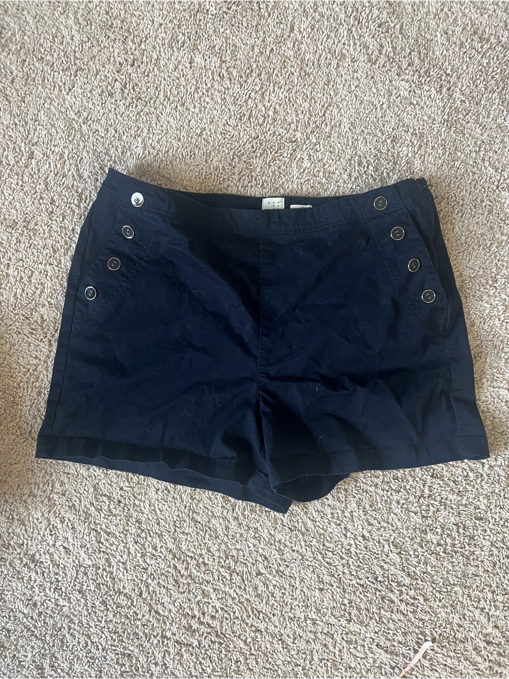 a new day Navy Button-Accent Cotton Blend Bermuda Shorts